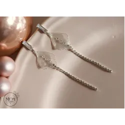 ELIANA - Cercei suavi cu petale semitransparente si cristale