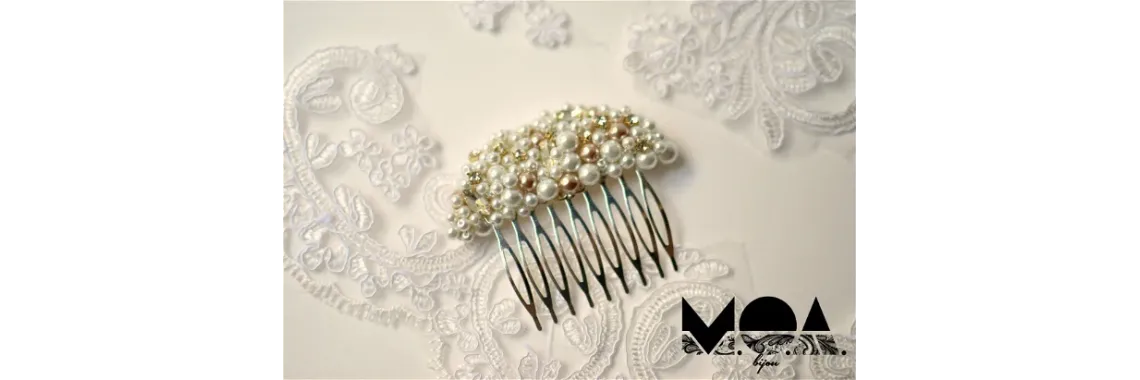 Agrafa - accesoriu de par mireasa cu cristale si perle