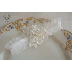 Jartiera cu dantela 3D si perle