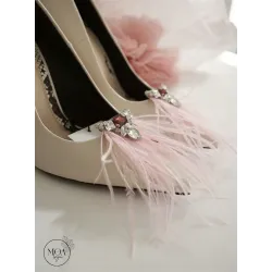 Clipsuri de pantofi cu pene si cristale