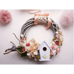 Coronita decorativa cu flori si pasari