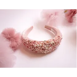 Coronita/ bentita pufoasa cu cristale si perle