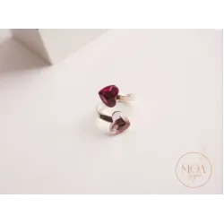 Inel de argint cu inimioare Swarovski